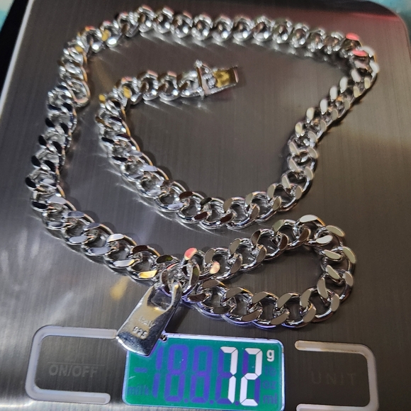 New 10mm Solid .925 Sterling Silver Cuban Link Chain, 24" Long  Never Used - Picture 10 of 10